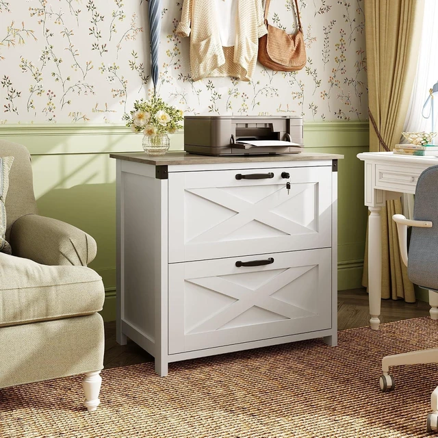 Alt view image 2 of 6 - 2-Drawer Lateral Wood File Cabinet with Lock, White