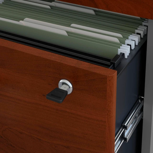Alt view image 4 of 5 - Bush Business Furniture Series C 2 Drawer Lateral File Cabinet in Hansen Cherry Locking Document Storage for Home or Professional Office