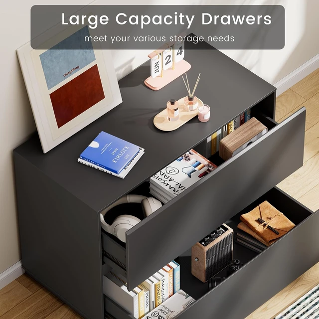 Alt view image 6 of 7 - 31.5" Lateral Wood Filing Cabinet with 2 Large Drawers, Black