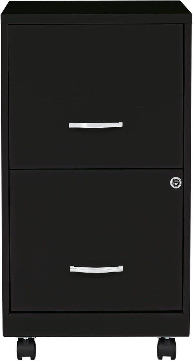 Alt view image 3 of 7 - Black 2-Drawer Mobile File Cabinet, 14.2" x 18" x 26.5"