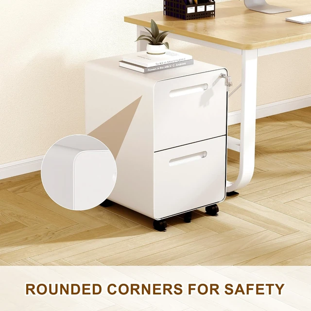 Alt view image 4 of 7 - 2 Drawer Mobile File Cabinet with Lock & 4 Keys