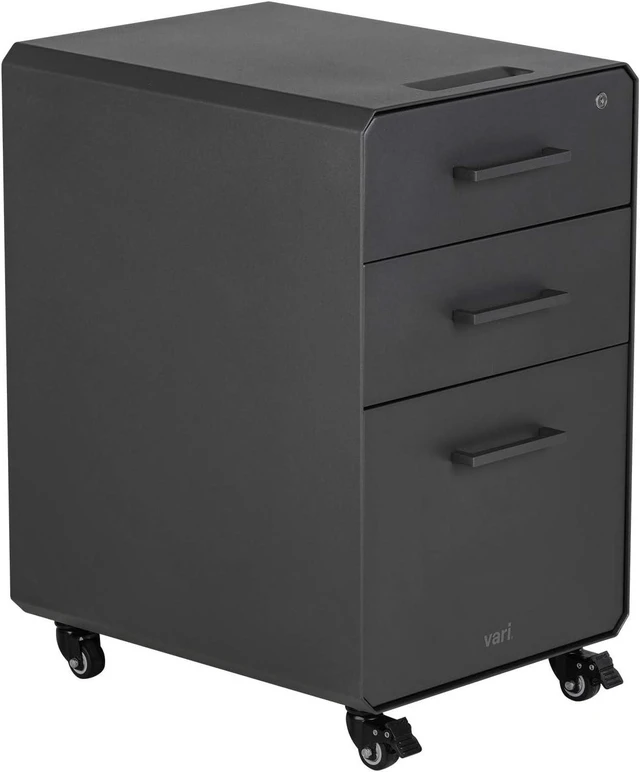 Main image of Three Drawer File Cabinet Mobile Filing Cabinet for Home or Office, Hanging File Storage, Lockable Drawers with Heavy-Duty Steel & Rolling Casters, Charcoal Grey