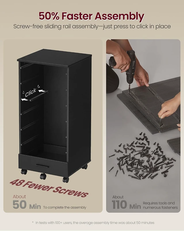 Alt view image 5 of 6 - File Cabinet with Wheels, 7 Drawers, Tool-Free Sliding Rails