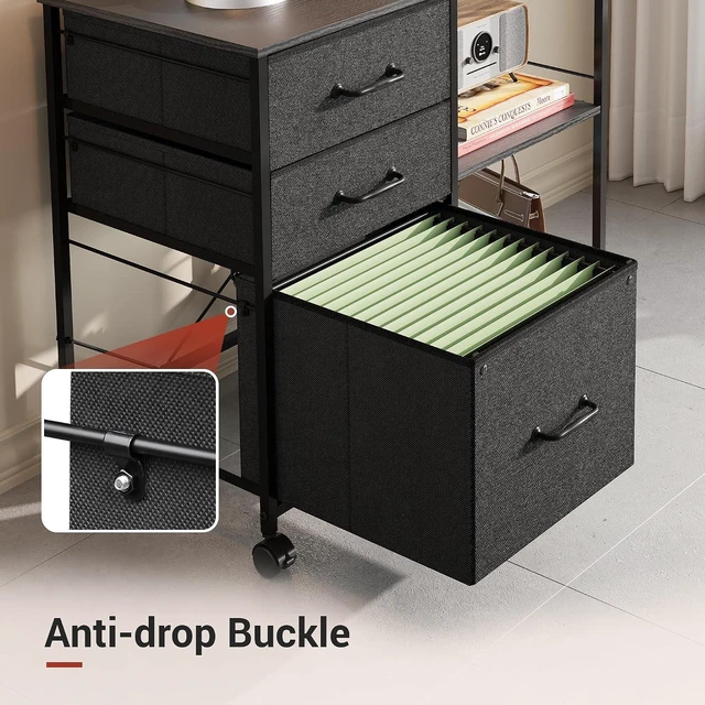 Alt view image 4 of 7 - 3 Drawer Fabric Mobile Lateral Filing Cabinet