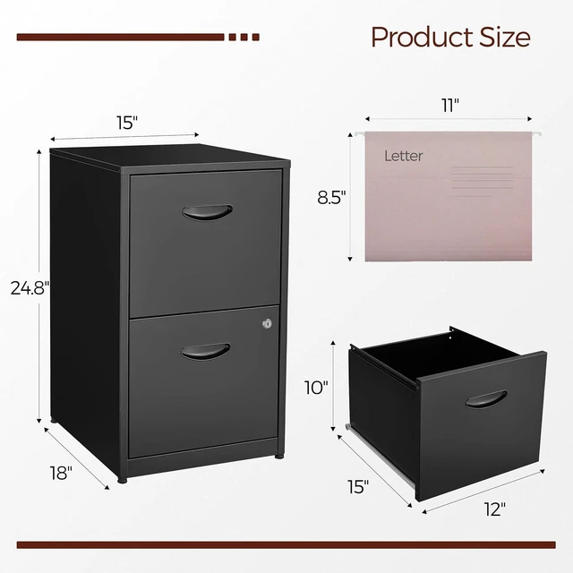 Alt view image 3 of 7 - 2 Drawer Metal File Cabinet with Lock for Office
