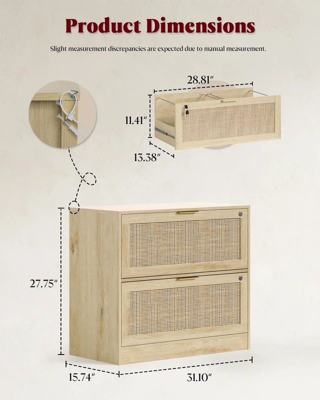 Alt view image 2 of 7 - 2 Drawer Lateral File Cabinet with Lock, Printer Stand