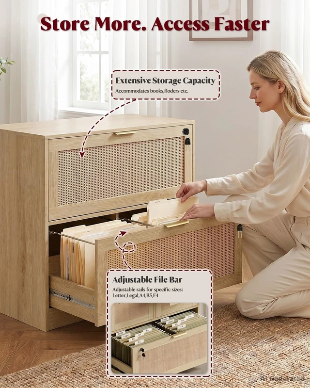Alt view image 4 of 7 - 2 Drawer Lateral File Cabinet with Lock, Printer Stand