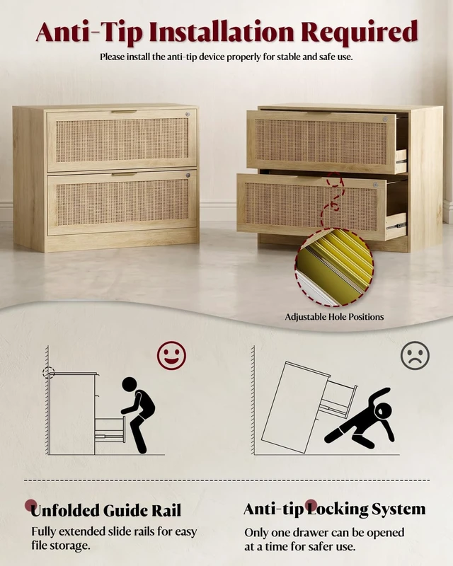 Alt view image 6 of 7 - 2 Drawer Lateral File Cabinet with Lock, Printer Stand