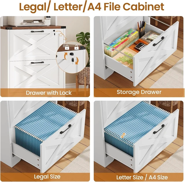 Alt view image 4 of 7 - 2 Drawer File Cabinet with Lock for Home Office
