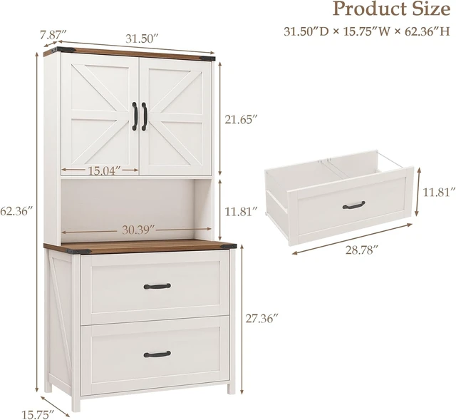 Alt view image 2 of 6 - 2 Drawer Lateral File Cabinet, Rustic White