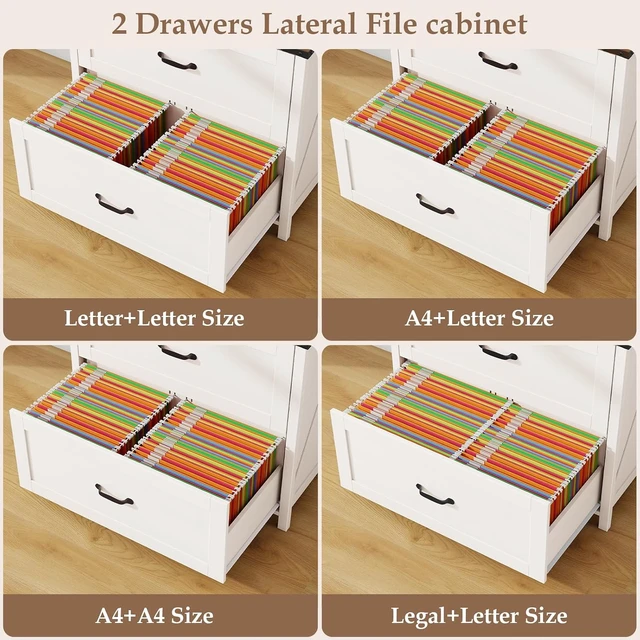 Alt view image 4 of 6 - 2 Drawer Lateral File Cabinet, Rustic White