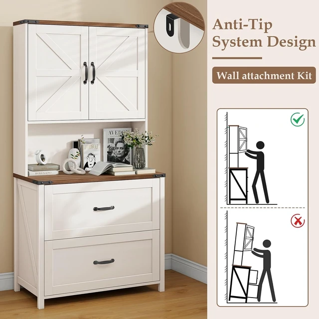 Alt view image 5 of 6 - 2 Drawer Lateral File Cabinet, Rustic White