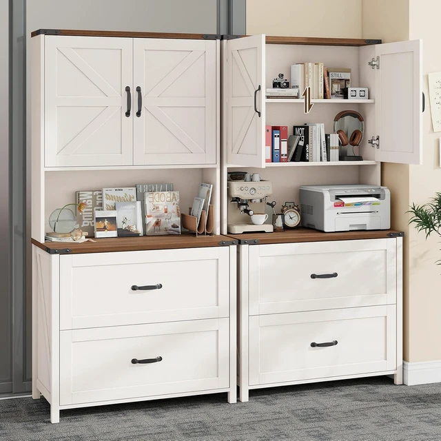 Alt view image 3 of 6 - 2 Drawer Lateral File Cabinet, Rustic White