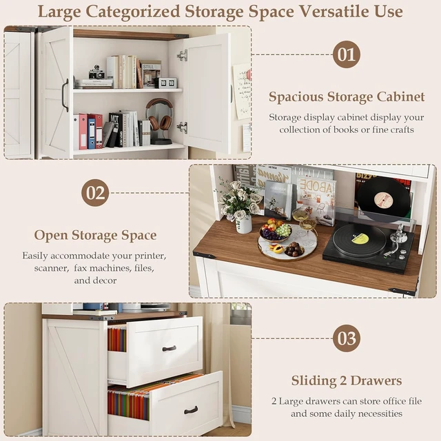 Alt view image 6 of 6 - 2 Drawer Lateral File Cabinet, Rustic White
