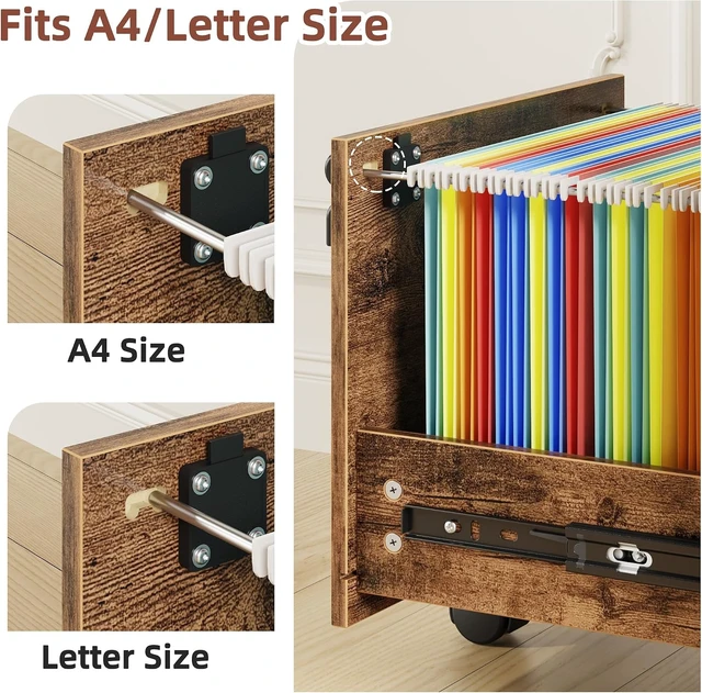 Alt view image 7 of 7 - Lockable 2 Wood Drawer File Cabinet with 22'' Extended Desktop