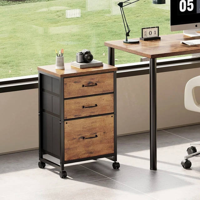 Alt view image 2 of 7 - Maihail 3 Drawer File Cabinet on Wheels, Fits A4 Size for Home Office