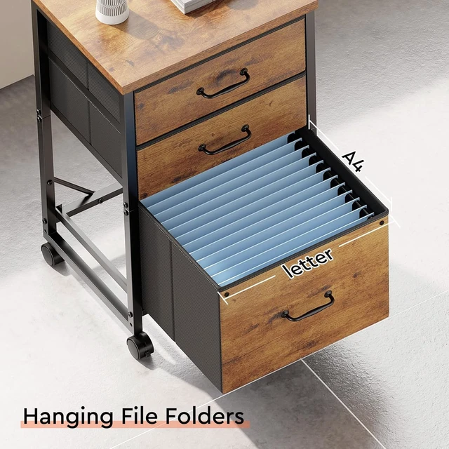 Alt view image 7 of 7 - Maihail 3 Drawer File Cabinet on Wheels, Fits A4 Size for Home Office