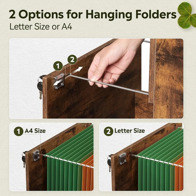 Alt view image 5 of 7 - 3 Drawer Wood File Cabinet for Home Office, Fits Letter & A4 Size