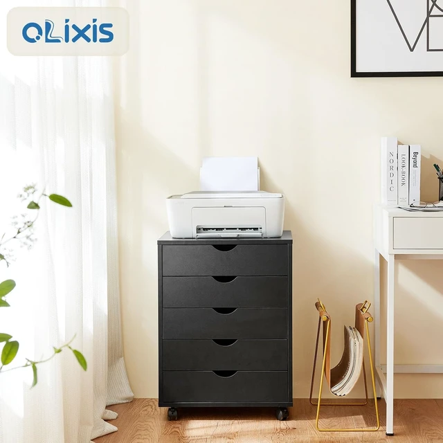 Alt view image 2 of 7 - 5 Drawer Under Desk File Cabinet with Wheels & Printer Stand