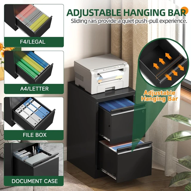 Alt view image 5 of 7 - 2 Drawer Small Metal Vertical File Cabinet with Lock