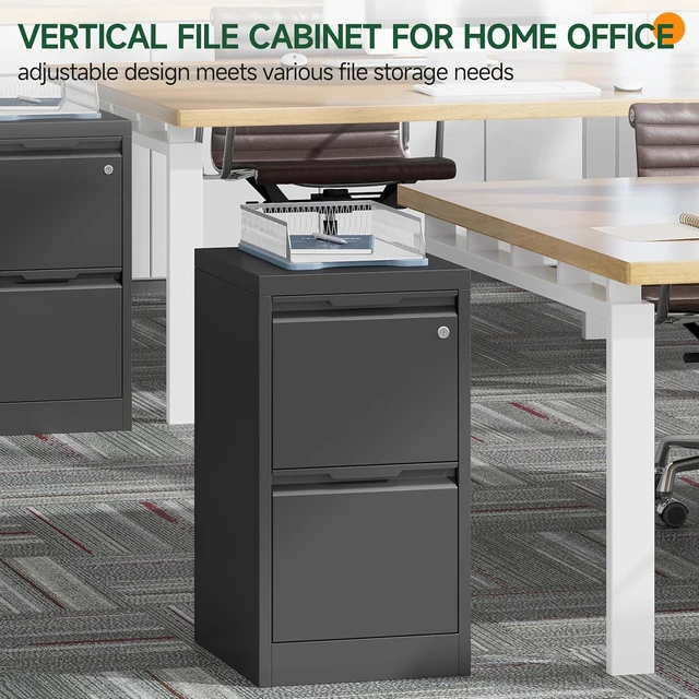Alt view image 7 of 7 - 2 Drawer Small Metal Vertical File Cabinet with Lock