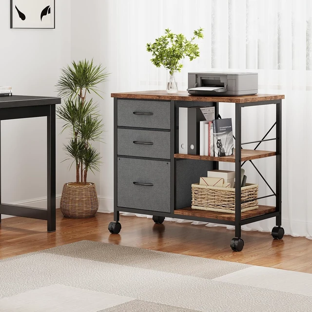 Alt view image 2 of 7 - 3 Drawer Mobile Rolling File Cabinet & Printer Stand with Storage