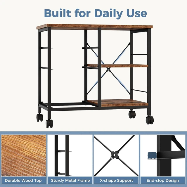 Alt view image 7 of 7 - 3 Drawer Mobile Rolling File Cabinet & Printer Stand with Storage