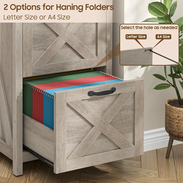 Alt view image 5 of 7 - 3 Drawer Farmhouse File Cabinet, Rustic Grey