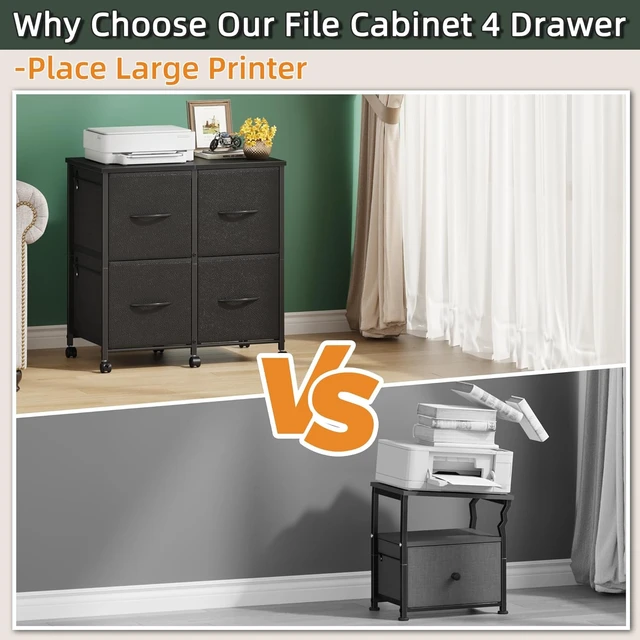 Alt view image 4 of 7 - 23''W 4 Drawer Mobile Lateral File Cabinet for Large Printer