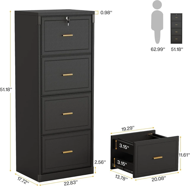 Alt view image 2 of 7 - 4 Drawer File Cabinet with Lock for Home Office