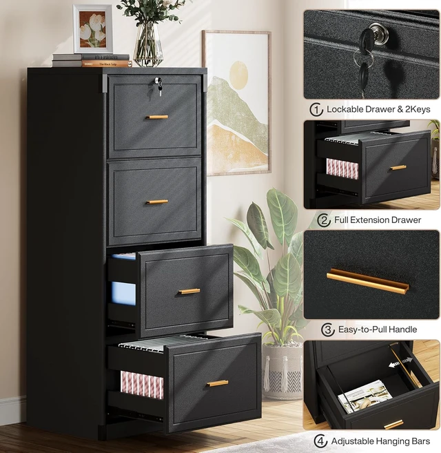 Alt view image 5 of 7 - 4 Drawer File Cabinet with Lock for Home Office