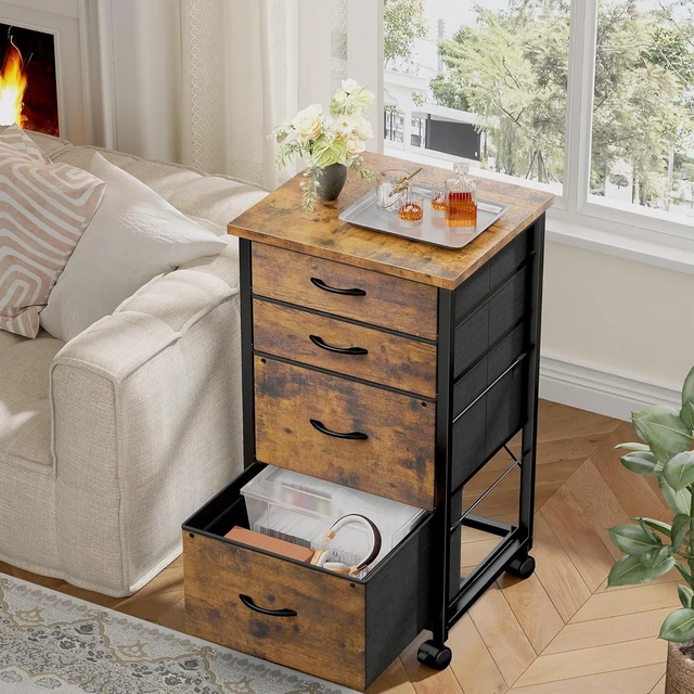 Alt view image 7 of 7 - 4-Drawer Rolling File Cabinet, Fits A4 Letter Size for Home Office