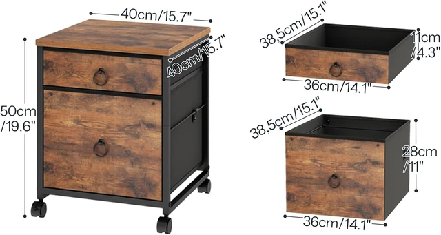Alt view image 3 of 7 - File Cabinet, 2-Drawer Vertical Mobile Office Cabinet Rolling Printer Stand for A4/Letter Size Files, Nonwovens Drawer, Rustic Brown BF21WJ01