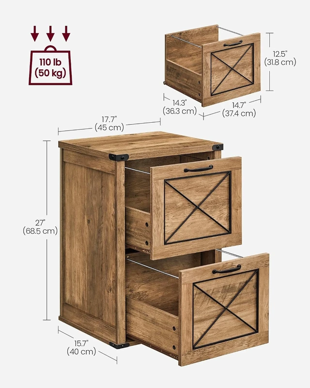 Alt view image 2 of 7 - File Cabinet with 2 File Drawers & Printer Stand, Fits A4 Letter Size