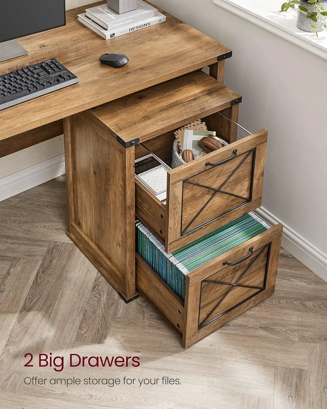 Alt view image 5 of 7 - File Cabinet with 2 File Drawers & Printer Stand, Fits A4 Letter Size