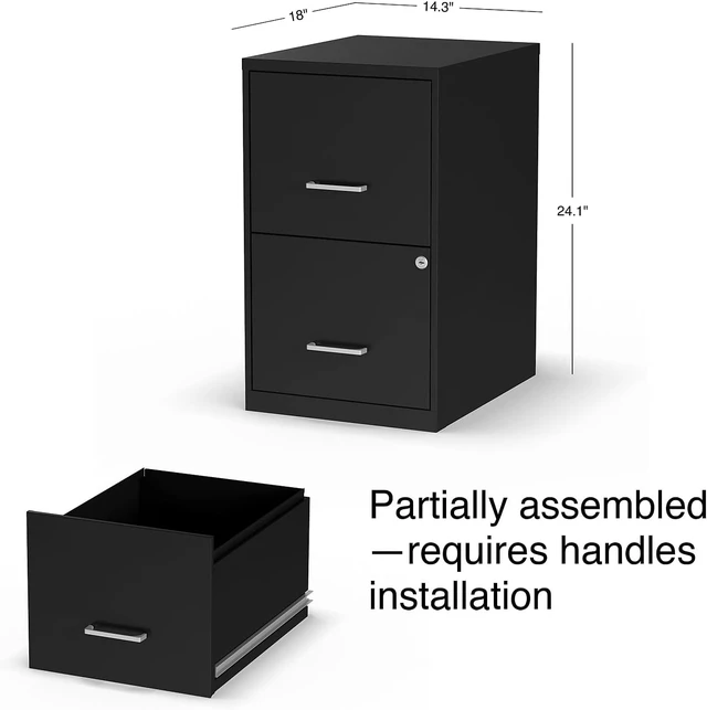 Alt view image 3 of 7 - 2-Drawer Vertical Letter Size File Cabinet, Lockable, Black