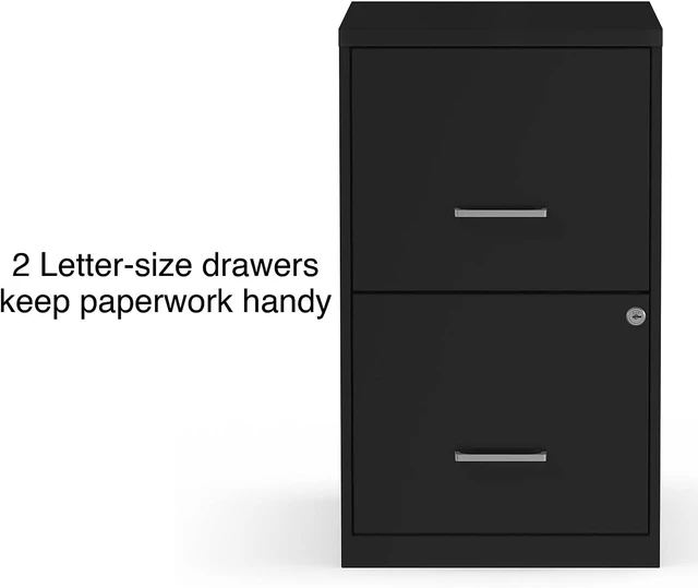 Alt view image 4 of 7 - 2-Drawer Vertical Letter Size File Cabinet, Lockable, Black