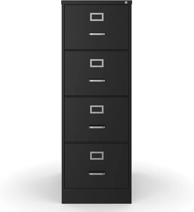 Alt view image 4 of 7 - Commercial 4-Drawer Vertical File Cabinet, Locking, Letter, Black, 22-inch D (22337D)
