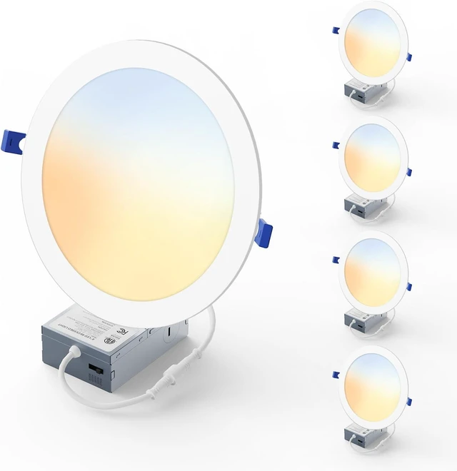 Main image of 8 Inch 5CCT LED Recessed Light, White, 4 Pack