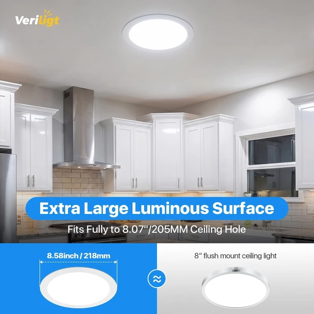 Alt view image 4 of 7 - 8 Inch 5CCT LED Recessed Light, White, 4 Pack