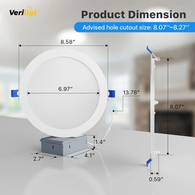 Alt view image 6 of 7 - 8 Inch 5CCT LED Recessed Light, White, 4 Pack