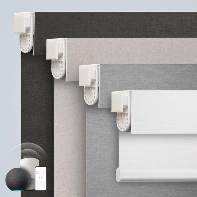Main image of Motorized Roller Blinds for Windows Remote-Controlled Cordless Blackout Electric Shades, No-Drill Installation, Adjustable Height (White, 20 x 72)