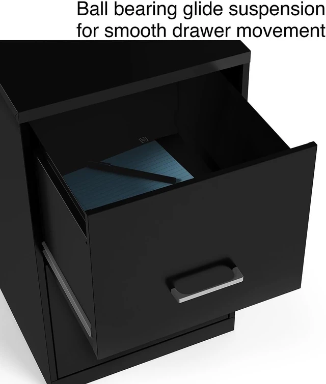Alt view image 6 of 7 - 2-Drawer Vertical Letter Size File Cabinet, Lockable, Black