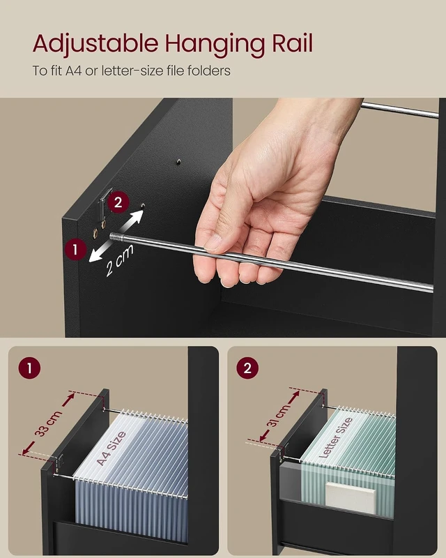 Alt view image 5 of 6 - 4 Drawer File Cabinet with Locks for A4, Letter Sized Documents