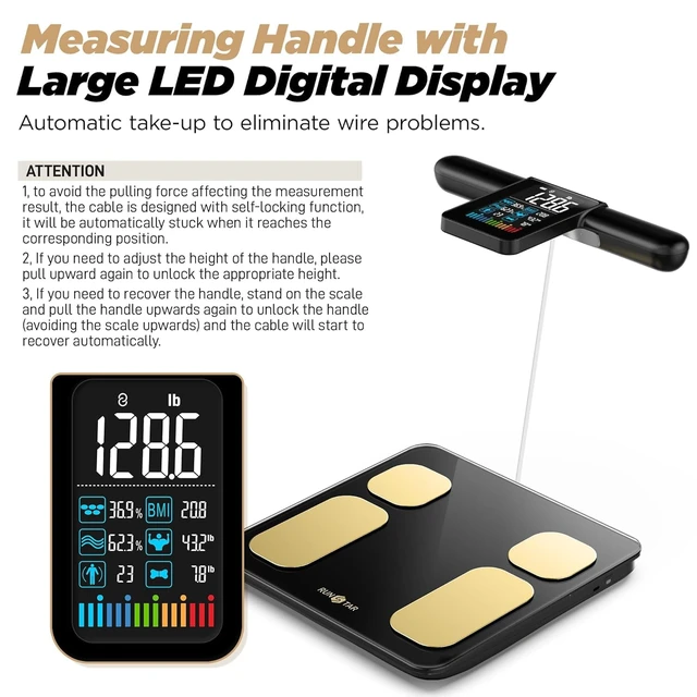 Alt view image 2 of 7 - 8-Electrode Scale for Body Weight, Color Screen Handle, 50+ Metrics
