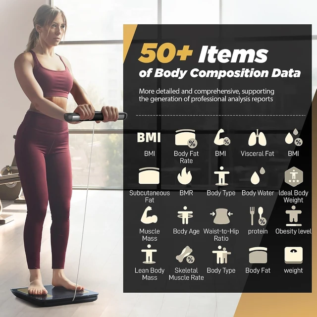 Alt view image 4 of 7 - 8-Electrode Scale for Body Weight, Color Screen Handle, 50+ Metrics
