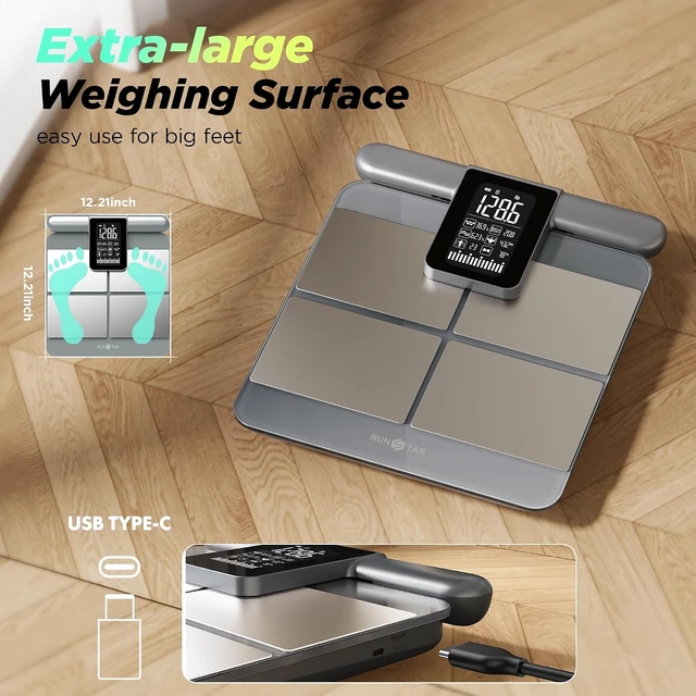 Alt view image 3 of 7 - 8-Electrode Scale for Body Weight, Large Screen Handle, 50+ Metrics