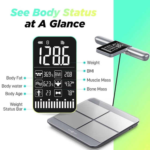 Alt view image 2 of 7 - 8-Electrode Scale for Body Weight, Large Screen Handle, 50+ Metrics
