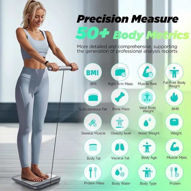Alt view image 4 of 7 - 8-Electrode Scale for Body Weight, Large Screen Handle, 50+ Metrics
