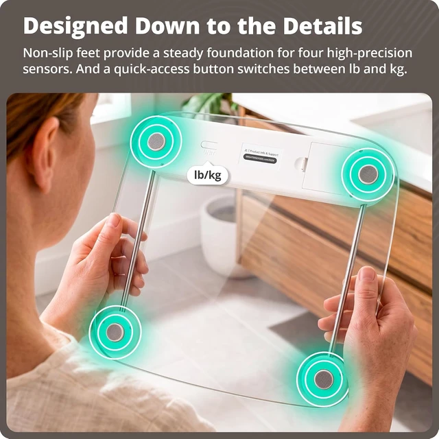Alt view image 6 of 7 - AccuCheck Digital Bathroom Scale for Body Weight (Clear)